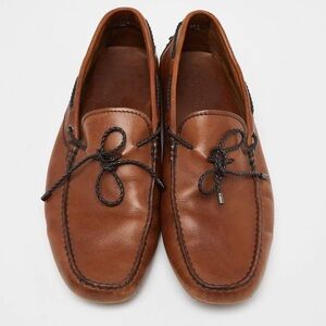 Tod's Brown Leather Bow Slip On Loafers